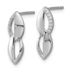 QG7139E Sterling Silver Rhodium-plated Polished Ovals CZ Post Earrings