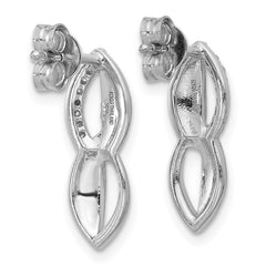 QG7139E Sterling Silver Rhodium-plated Polished Ovals CZ Post Earrings