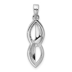 Sterling Silver Rhodium-plated Polished Ovals CZ Pendant QG7139P