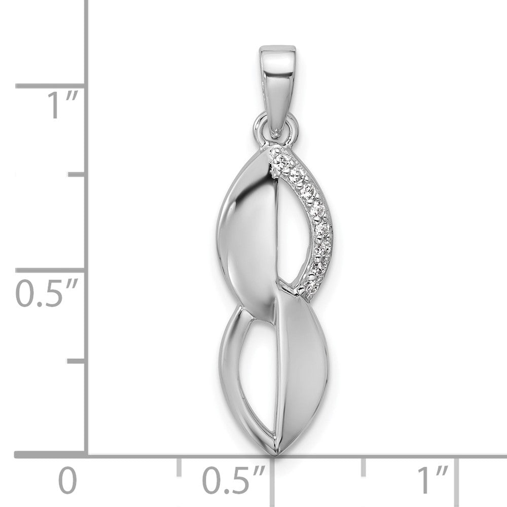 Sterling Silver Rhodium-plated Polished Ovals CZ Pendant QG7139P
