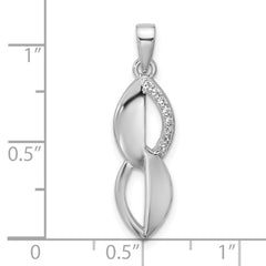 Sterling Silver Rhodium-plated Polished Ovals CZ Pendant QG7139P