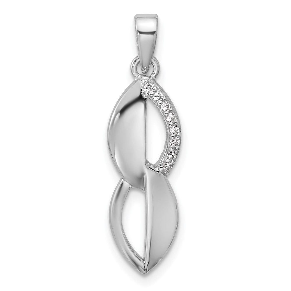 Sterling Silver Rhodium-plated Polished Ovals CZ Pendant QG7139P