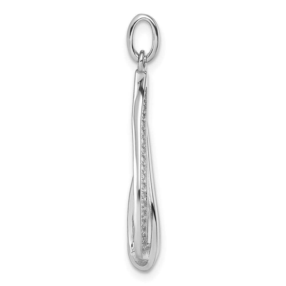 Sterling Silver Rhodium-plated CZ Polished Tear Drop Swirl Pendant QG7140P