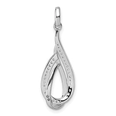 Sterling Silver Rhodium-plated CZ Polished Tear Drop Swirl Pendant QG7140P