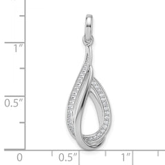 Sterling Silver Rhodium-plated CZ Polished Tear Drop Swirl Pendant QG7140P