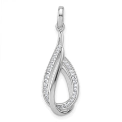 Sterling Silver Rhodium-plated CZ Polished Tear Drop Swirl Pendant QG7140P