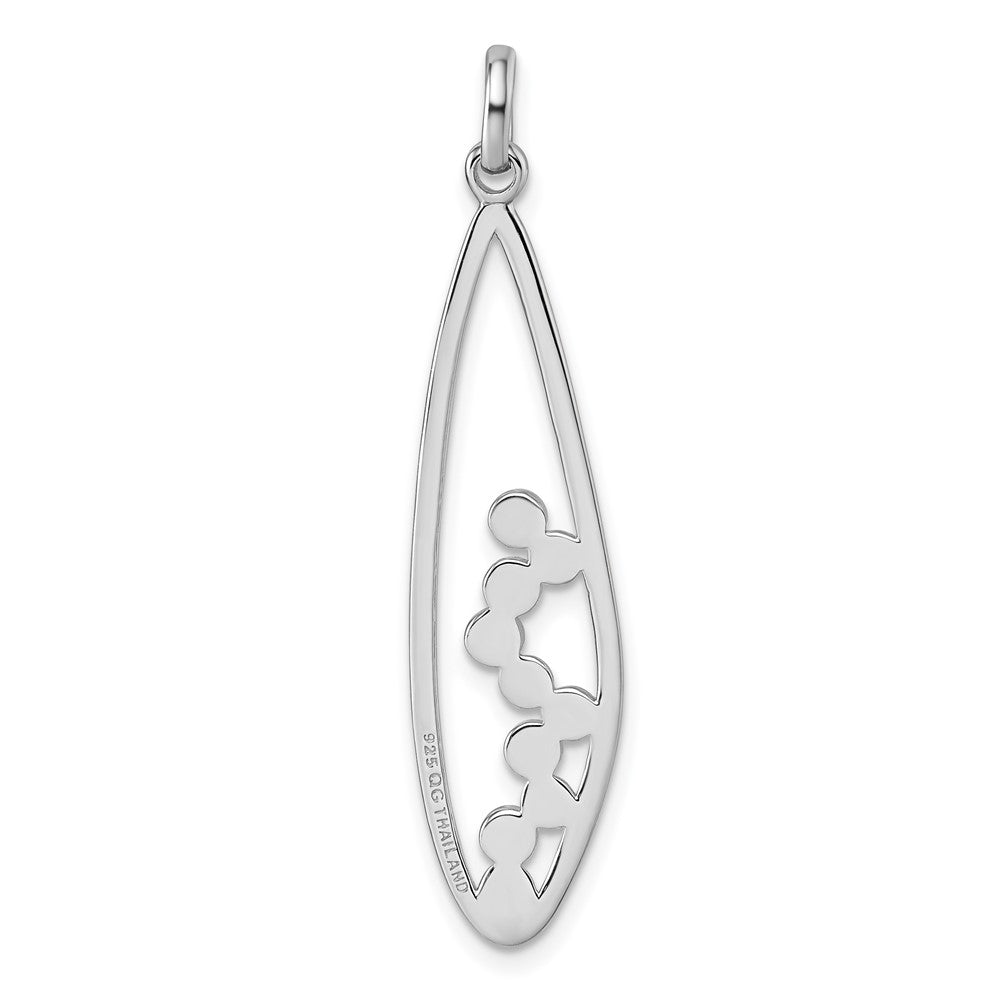 Sterling Silver Rhodium-plated Polished Oval Bubbles Pendant QG7141P