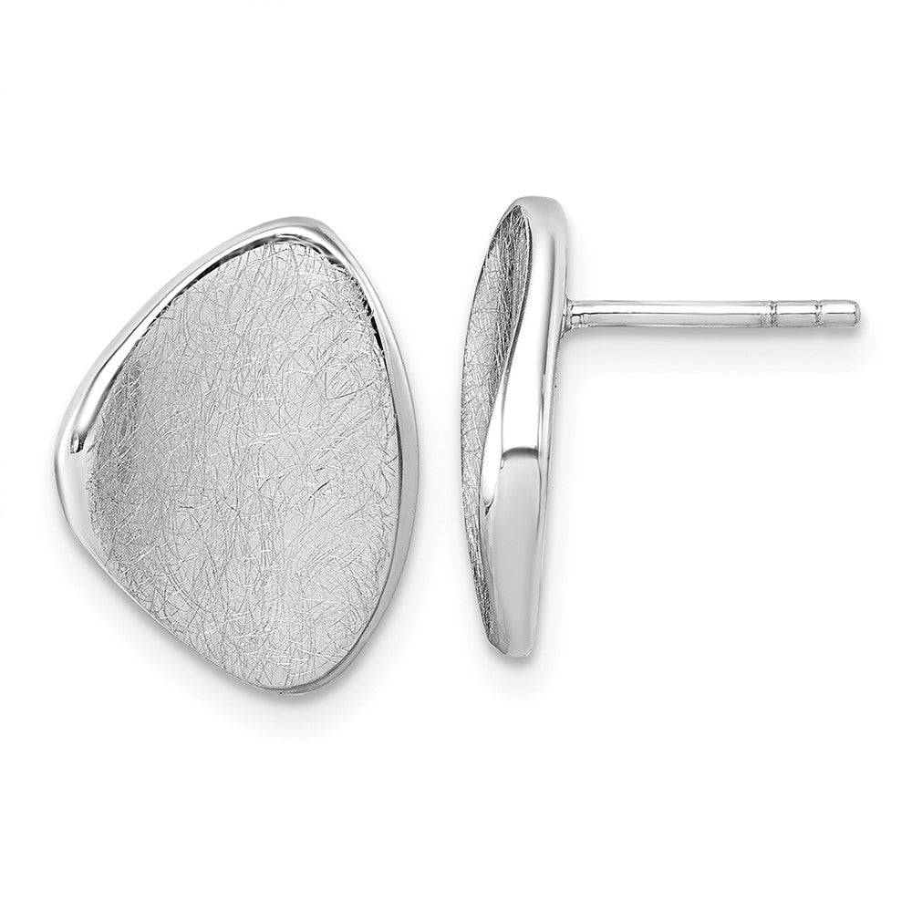 QG7148E Sterling Silver Rhodium-plated Scratch Finish Fancy Abstract Post Earrings