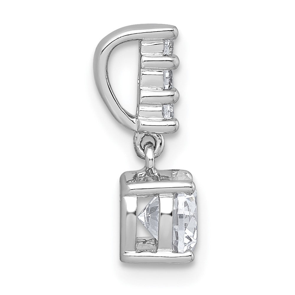 Sterling Silver Rhodium-plated Polished Round CZ Dangling Chain Slide Pendant QG7149P