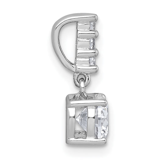 Sterling Silver Rhodium-plated Polished Round CZ Dangling Chain Slide Pendant QG7149P