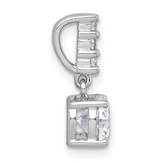 Sterling Silver Rhodium-plated Polished Round CZ Dangling Chain Slide Pendant QG7149P
