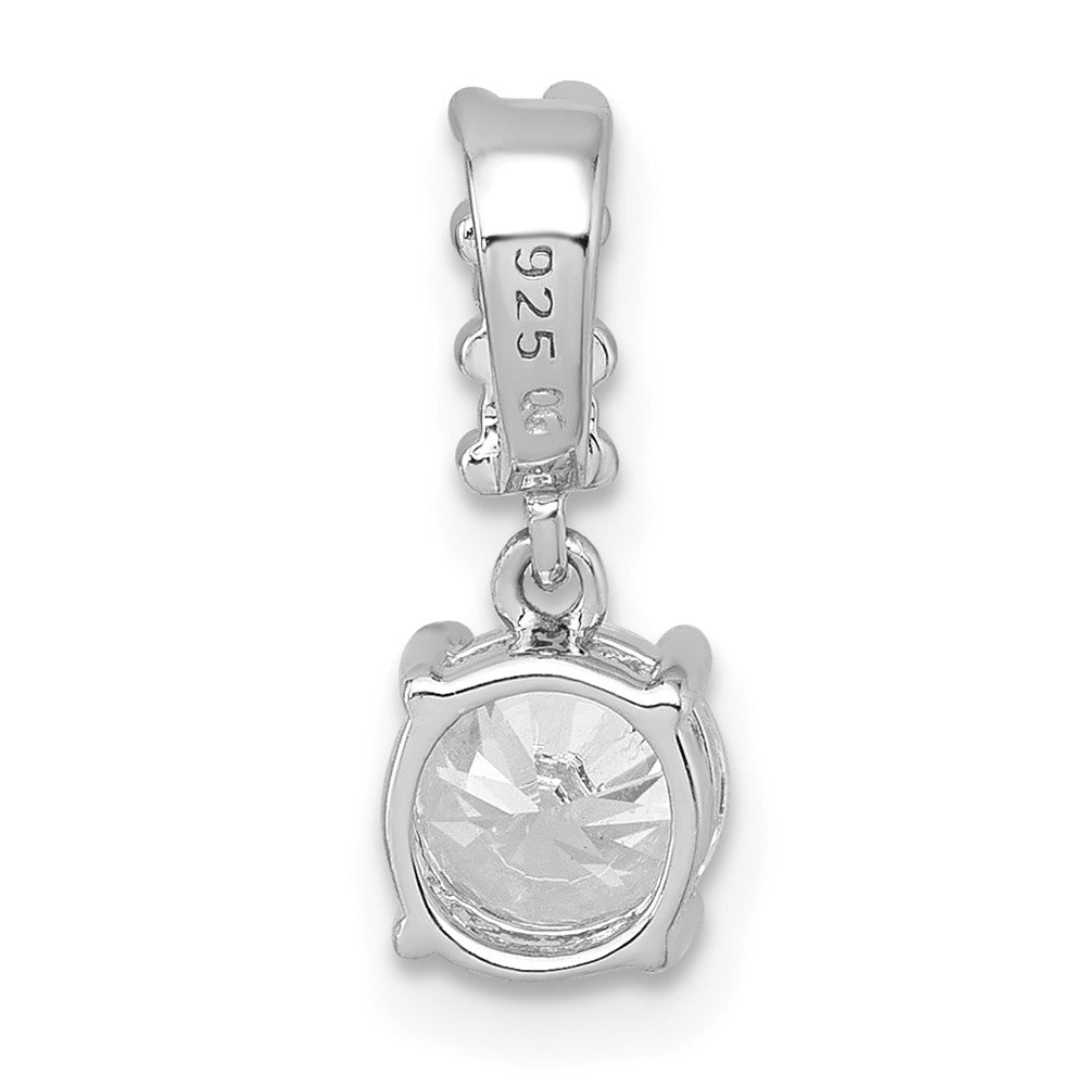 Sterling Silver Rhodium-plated Polished Round CZ Dangling Chain Slide Pendant QG7149P