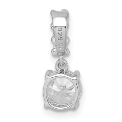 Sterling Silver Rhodium-plated Polished Round CZ Dangling Chain Slide Pendant QG7149P