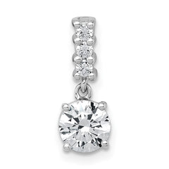 Sterling Silver Rhodium-plated Polished Round CZ Dangling Chain Slide Pendant QG7149P