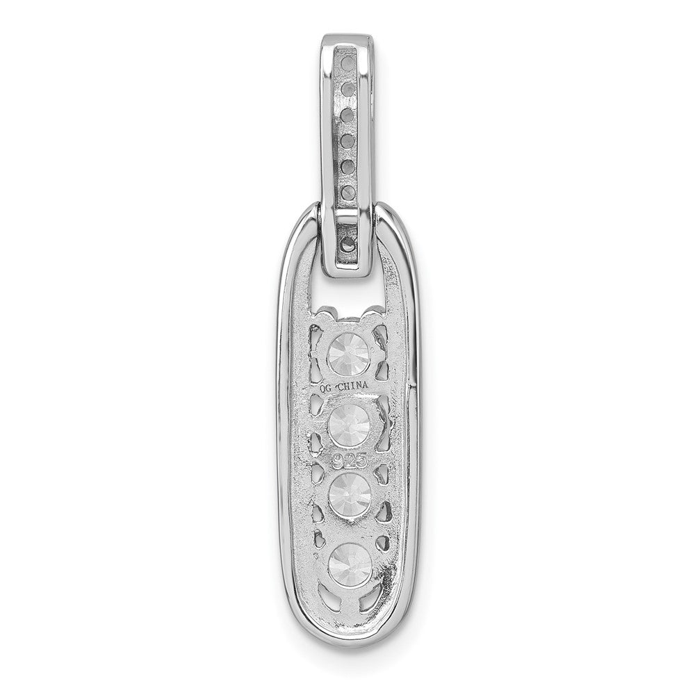Sterling Silver Rhodium-plated Polished CZ Elongated Oval Pendant QG7151P