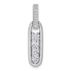 Sterling Silver Rhodium-plated Polished CZ Elongated Oval Pendant QG7151P