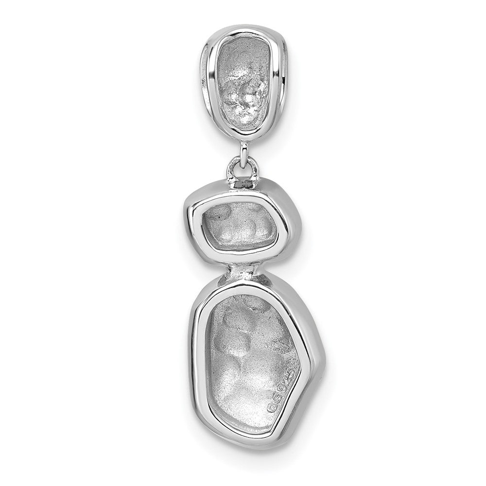 Sterling Silver Rhodium-plated Brushed and Polished Crystal Chain Slide Pendant QG7152P