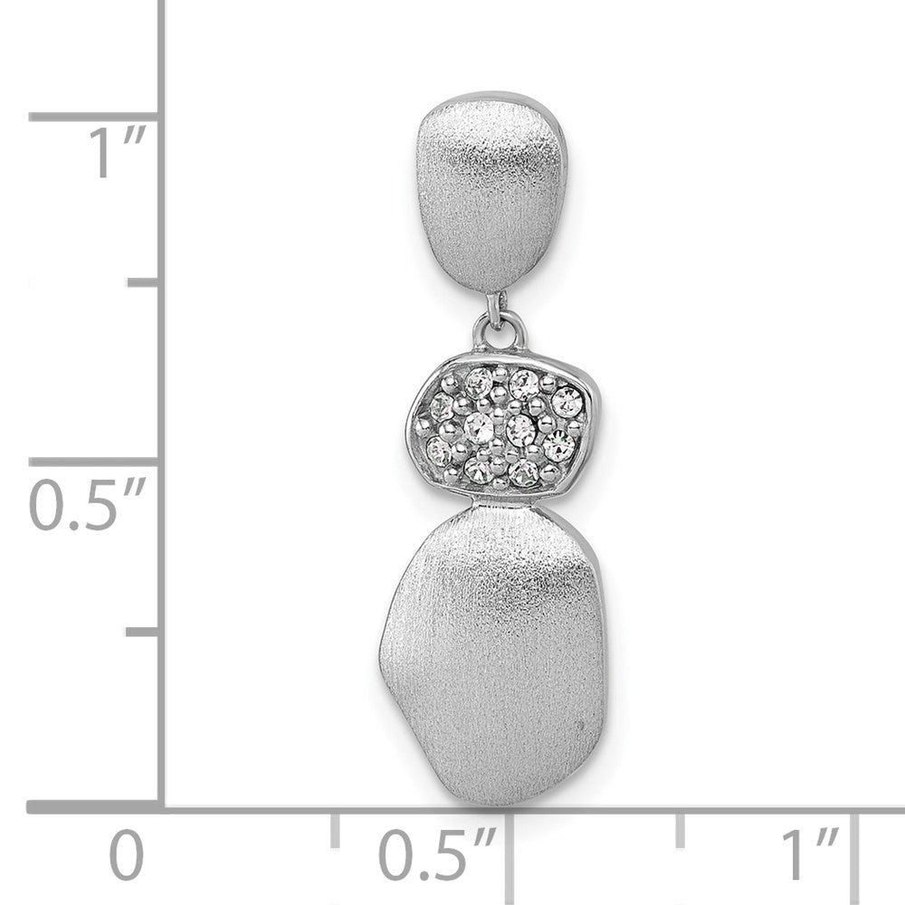 Sterling Silver Rhodium-plated Brushed and Polished Crystal Chain Slide Pendant QG7152P