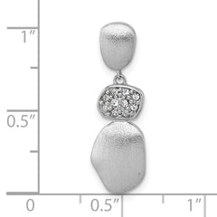 Sterling Silver Rhodium-plated Brushed and Polished Crystal Chain Slide Pendant QG7152P
