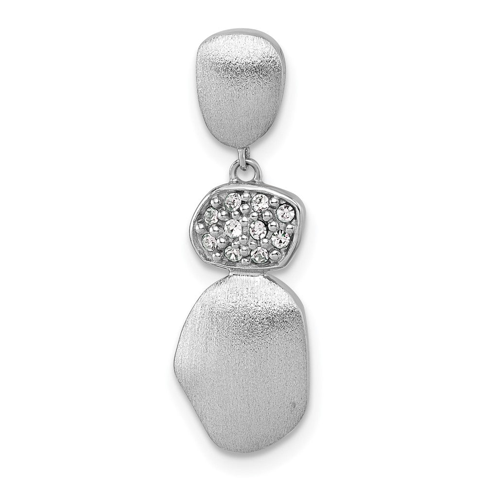 Sterling Silver Rhodium-plated Brushed and Polished Crystal Chain Slide Pendant QG7152P