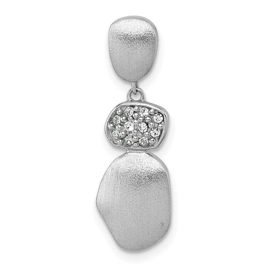 Sterling Silver Rhodium-plated Brushed and Polished Crystal Chain Slide Pendant QG7152P