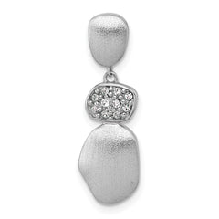 Sterling Silver Rhodium-plated Brushed and Polished Crystal Chain Slide Pendant QG7152P