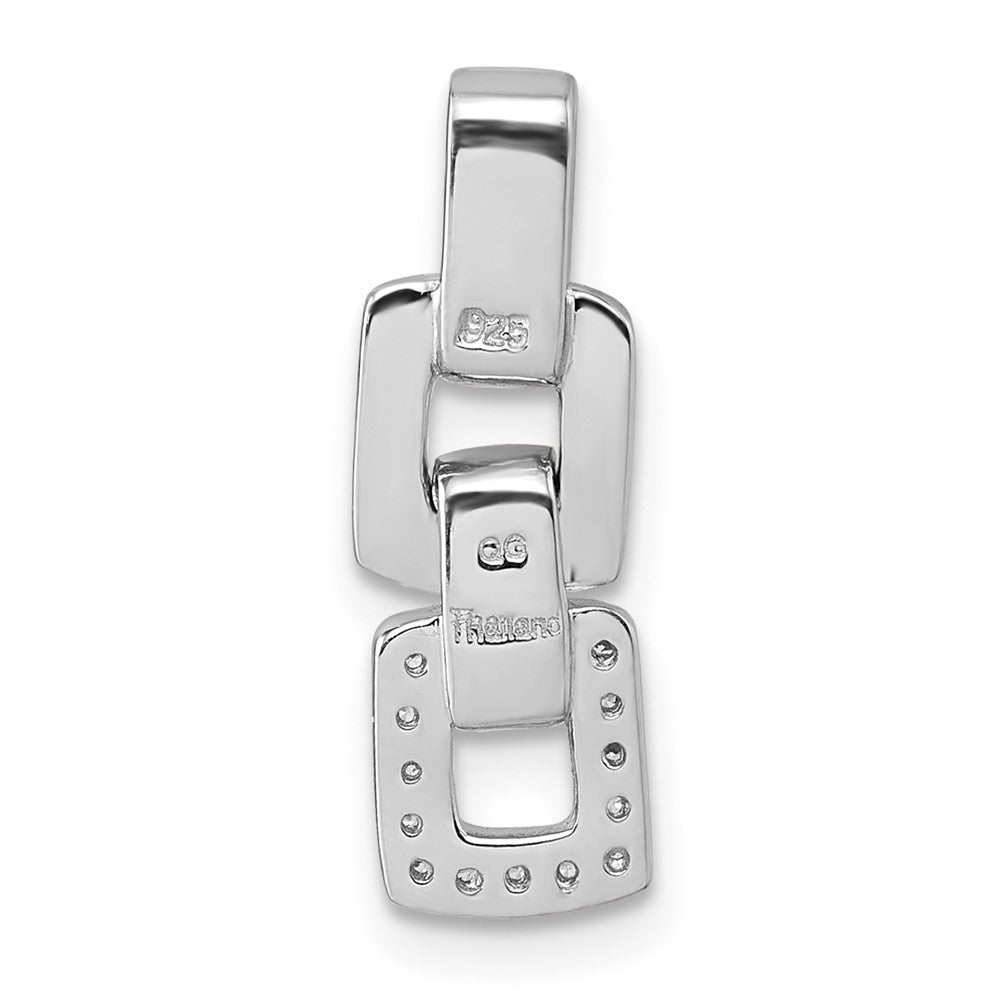 Sterling Silver Rhodium-plated Polished White CZ Double Square Pendant QG7153P