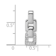 Sterling Silver Rhodium-plated Polished White CZ Double Square Pendant QG7153P