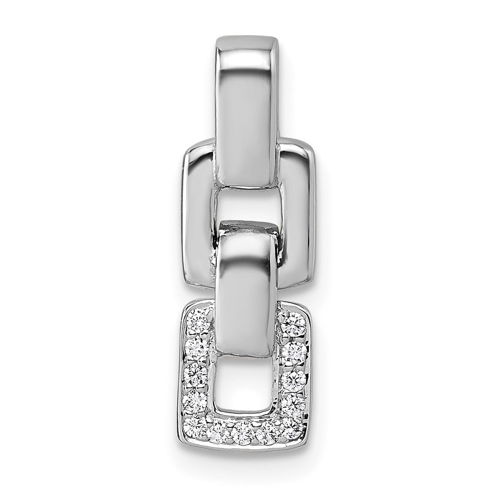 Sterling Silver Rhodium-plated Polished White CZ Double Square Pendant QG7153P