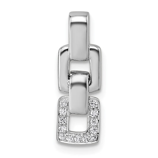 Sterling Silver Rhodium-plated Polished White CZ Double Square Pendant QG7153P