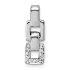 Sterling Silver Rhodium-plated Polished White CZ Double Square Pendant QG7153P