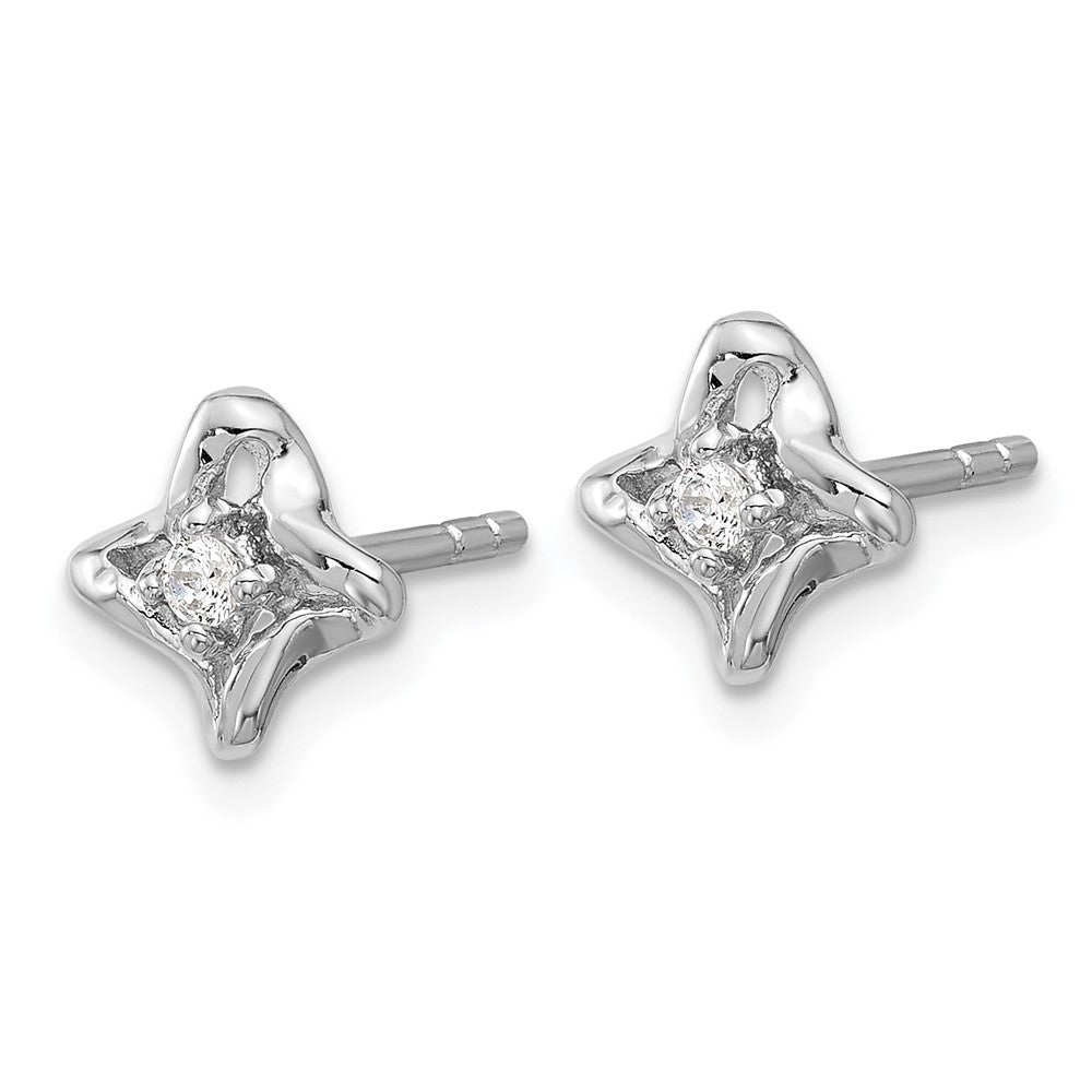QG7154E Sterling Silver Rhodium-plated Polished CZ Twisted Post Earrings