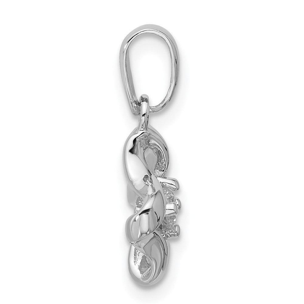 Sterling Silver Rhodium-plated Polished CZ Twisted Pendant QG7154P