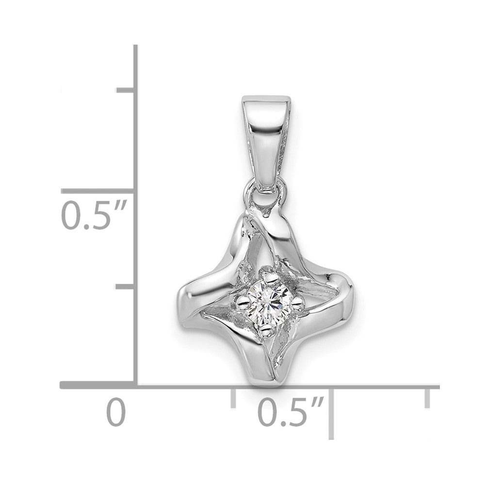 Sterling Silver Rhodium-plated Polished CZ Twisted Pendant QG7154P