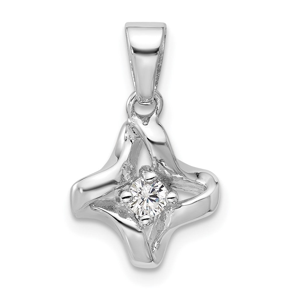 Sterling Silver Rhodium-plated Polished CZ Twisted Pendant QG7154P