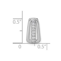 Sterling Silver Rhodium-plated Polished White CZ Chain Slide Pendant QG7155P