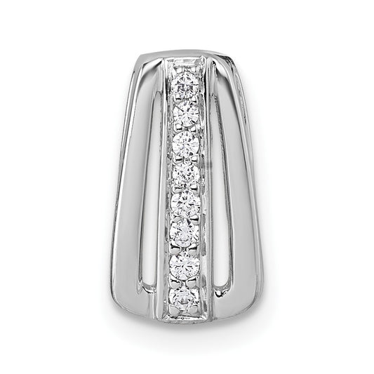 Sterling Silver Rhodium-plated Polished White CZ Chain Slide Pendant QG7155P
