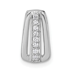 Sterling Silver Rhodium-plated Polished White CZ Chain Slide Pendant QG7155P