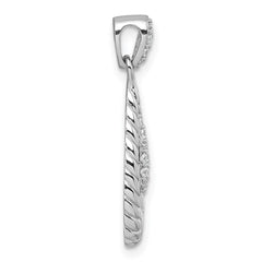Sterling Silver Rhodium-plated Polished CZ Twisted Teardrop Pendant QG7157P