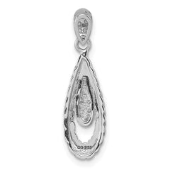 Sterling Silver Rhodium-plated Polished CZ Twisted Teardrop Pendant QG7157P
