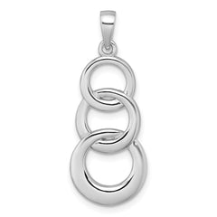 Sterling Silver Rhodium-plated Polished Triple Circle Pendant QG7158P