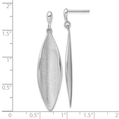 QG7159E Sterling Silver Rhodium-plated Polished and Brushed Fancy Concave Oval Dangle Post Earrings