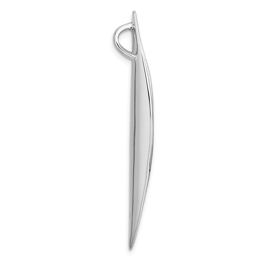Sterling Silver Rhodium-plated Polished and Brushed Fancy Concave Oval Chain Slide Pendant QG7159P