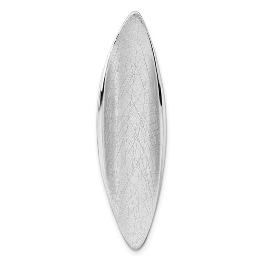 Sterling Silver Rhodium-plated Polished and Brushed Fancy Concave Oval Chain Slide Pendant QG7159P