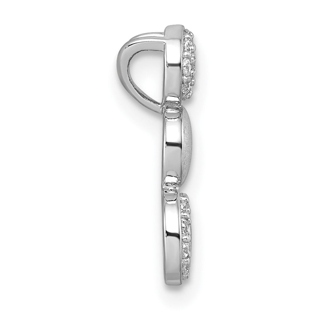 Sterling Silver Rhodium-plated Polished and Satin CZ  3-Circles Chain Slide Pendant QG7161P