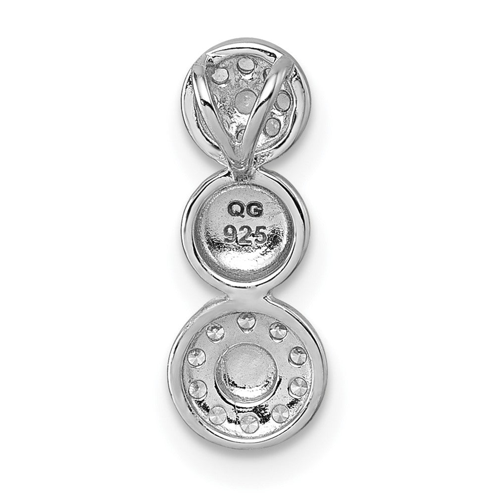 Sterling Silver Rhodium-plated Polished and Satin CZ  3-Circles Chain Slide Pendant QG7161P