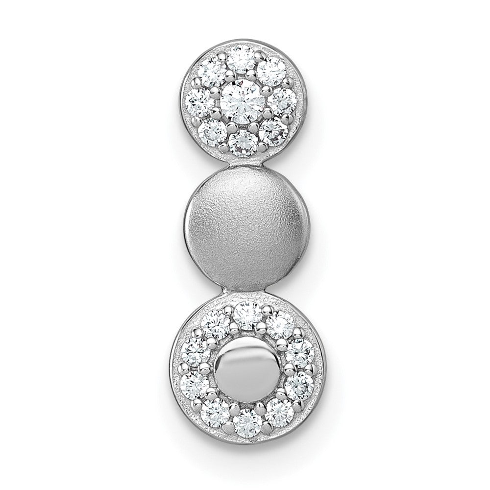 Sterling Silver Rhodium-plated Polished and Satin CZ  3-Circles Chain Slide Pendant QG7161P