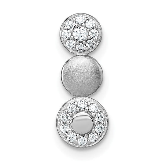 Sterling Silver Rhodium-plated Polished and Satin CZ  3-Circles Chain Slide Pendant QG7161P