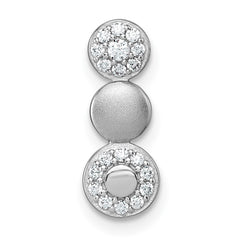 Sterling Silver Rhodium-plated Polished and Satin CZ  3-Circles Chain Slide Pendant QG7161P