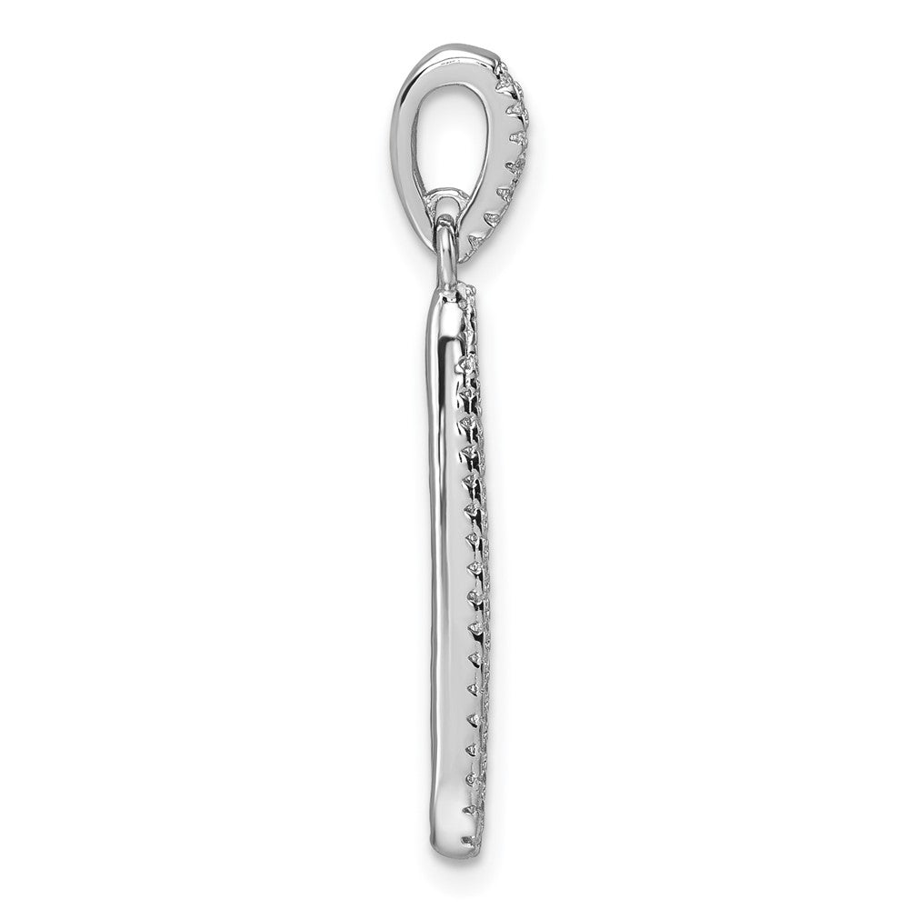 Sterling Silver Rhodium-plated CZ Oval Dangle Pendant QG7163P